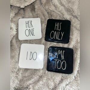Rae Dunn Wedding, Black and White Coaster Set